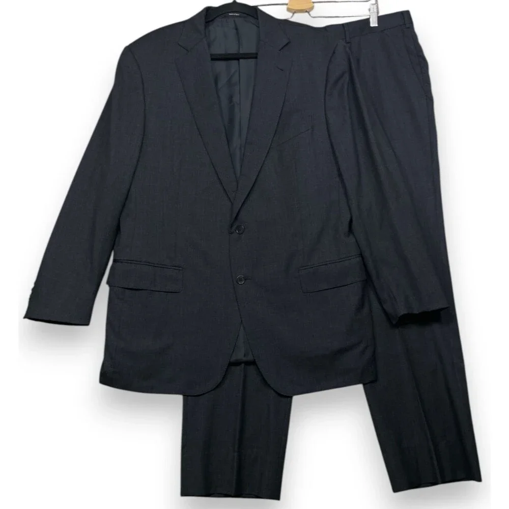 Ermenegildo Zegna Mila Suit Mens 56R US 46R Dark Gray Wool 2 Button Multiseason